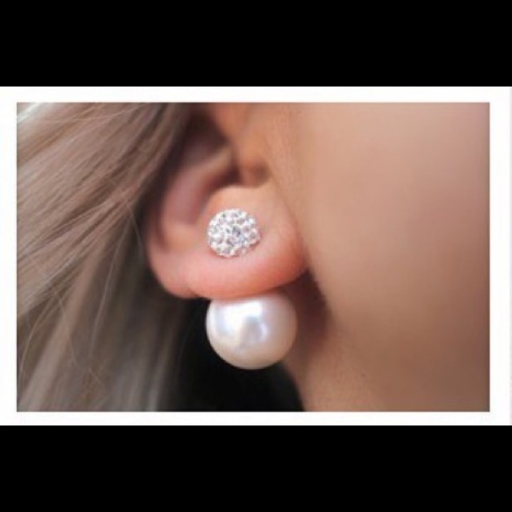 Sterling Silver Pearl & Crystal Ear Jacket